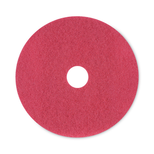 Buffing Floor Pads, 20" Diameter, Red, 5/Carton