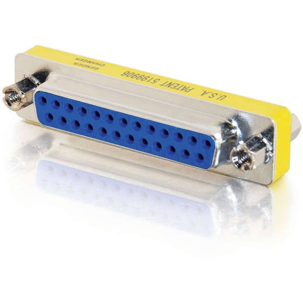 C2G DB25 F/F Mini Gender Changer (Coupler) - 1 Pack - 1 x 25-pin DB-25 Female - 1 x 25-pin DB-25 Female - Silver, Yellow