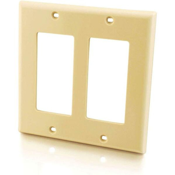 C2G Two Decorative Style Cutout Double Gang Wall Plate - Ivory - Ivory