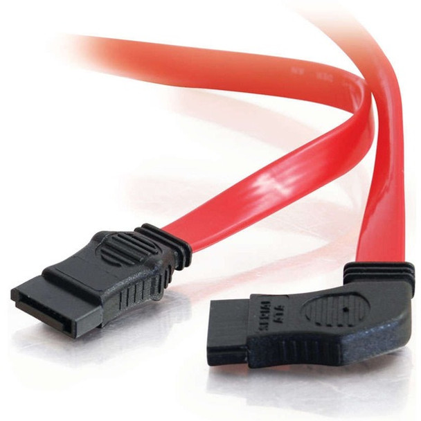 C2G 36in 7-pin 180&deg; to 90&deg; 1-Device Side Serial ATA Cable - Female SATA - Female SATA - 36" - Translucent Red