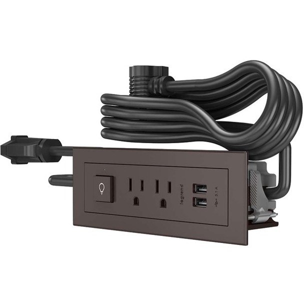 Wiremold Wiremold Radiant Furniture Power Switching Power Unit - Brown - 2 x AC Power, 2 x USB - 3.10 A Current - Surface-mountable - Brown