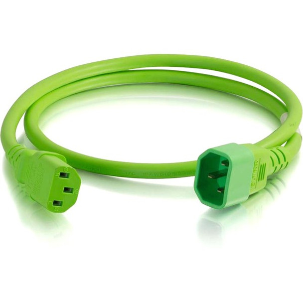 C2G 1ft 18AWG Power Cord (IEC320C14 to IEC320C13) - Green - For PDU, Switch, Server - 250 V AC10 A - Green - 1 ft Cord Length - 1