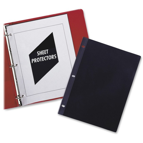 C-Line Sheet Protectors - 2 x Sheet Capacity - For Letter 8 1/2" x 11" Sheet - 3 x Holes - Ring Binder - Rectangular - Clear, Black - Polypropylene - 50 / Box