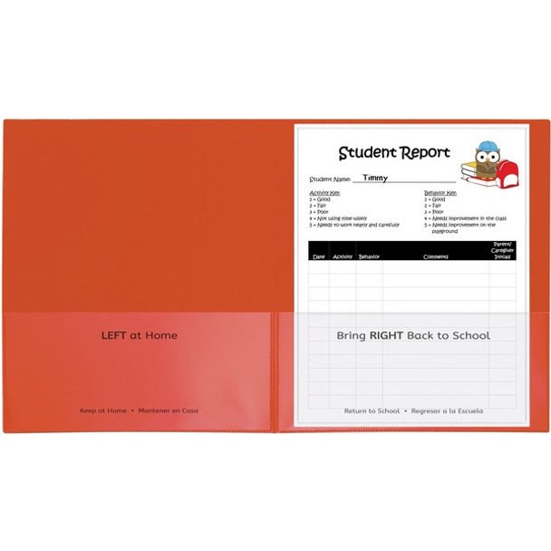 C-Line Classroom Connector Letter Report Cover - 8 1/2" x 11" - 2 Internal Pocket(s) - Orange - 25 / Box