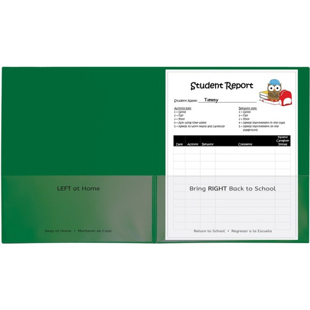 C-Line Classroom Connector Letter Report Cover - 8 1/2" x 11" - 2 Internal Pocket(s) - Green - 25 / Box