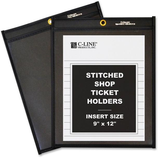 C-Line Shop Ticket Holders, Stitched - One Side Clear, 9 x 12, 25/BX, 45912