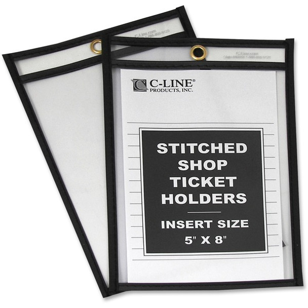 C-Line Shop Ticket Holders, Stitched - Both Sides Clear, 5 x 8, 25/BX, 46058