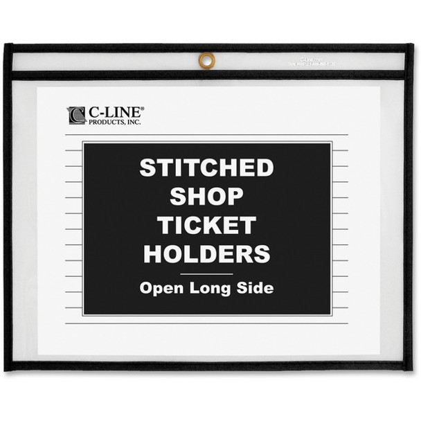 C-Line Shop Shop Ticket Holders, Stitched - Both Sides Clear, Open Long Side, 11 x 8-1/2, 25/BX, 49911