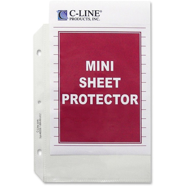 C-Line Heavyweight Poly Sheet Protectors - Mini Size, Clear, Top Loading, 8-1/2 x 5-1/2, 50/BX, 62058