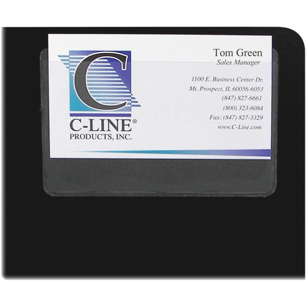 C-Line Self-Adhesive Business Card Holders - Top loading, Peel & Stick, 2 x 3-1/2, 10/PK, 70257