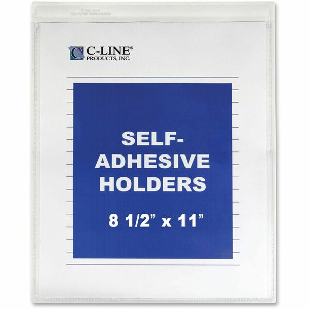 C-Line Self-Adhesive Poly Shop Ticket Holders, Welded - 9 x 12, Peel & Stick, 50/BX, 70912