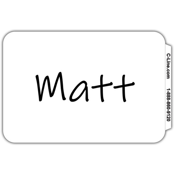 C-Line Self-Adhesive Name Tags - White, Peel & Stick, 3-1/2 x 2-1/4, 100/BX, 92277