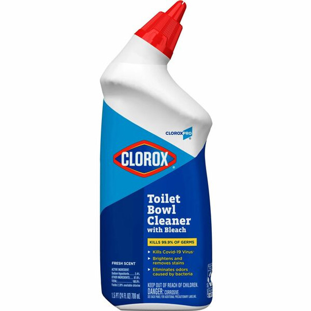 Clorox Commercial Solutions Manual Toilet Bowl Cleaner w/ Bleach - 24 fl oz (0.8 quart) - Fresh Scent - 720 / Pallet - Clear