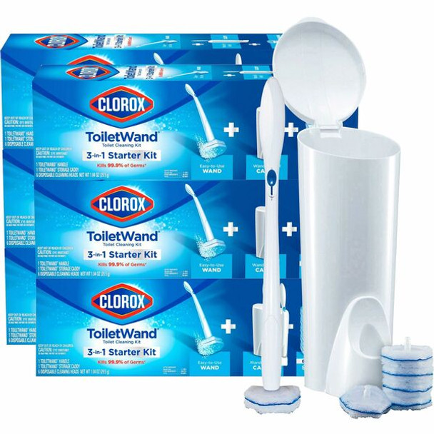 Clorox ToiletWand Disposable Toilet Cleaning System - 1 Kit (Includes: ToiletWand, Storage Caddy, Disinfecting ToiletWand Refill Heads)