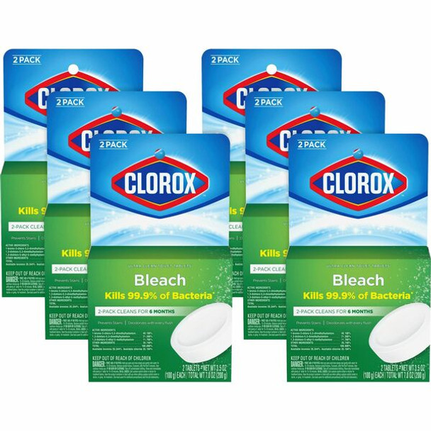 Clorox Ultra Clean Toilet Tablets Bleach - 3.50 oz (0.22 lb) - 2 / Pack - 6 / Carton - White