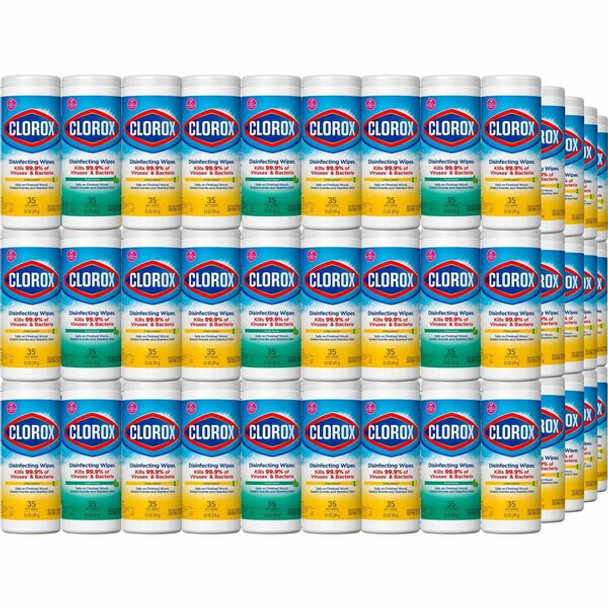 Clorox Disinfecting Cleaning Wipes Value Pack - Ready-To-Use - 35 / Canister - 675 / Pallet - White
