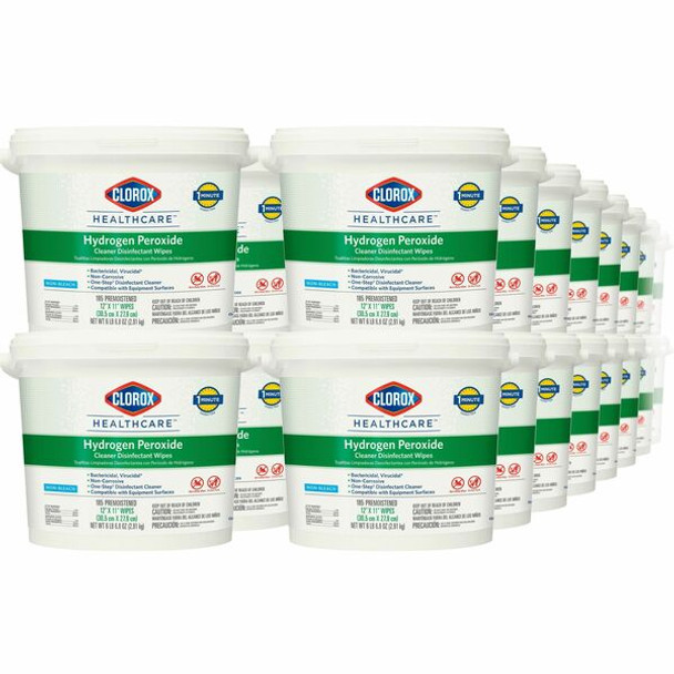 Clorox Healthcare Hydrogen Peroxide Cleaner Disinfectant Wipes - 185 / Bucket - 50 / Bundle - White