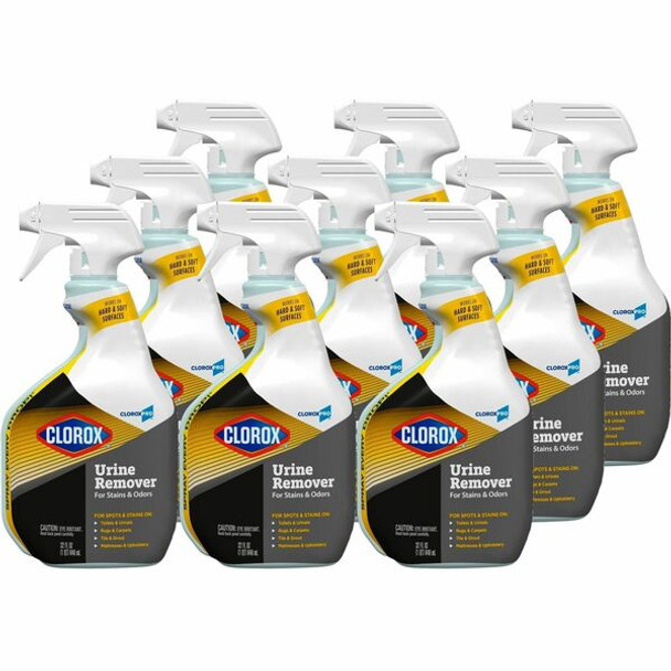 CloroxPro&trade; Urine Remover for Stains and Odors Spray - 32 fl oz (1 quart) - 9 / Carton - White