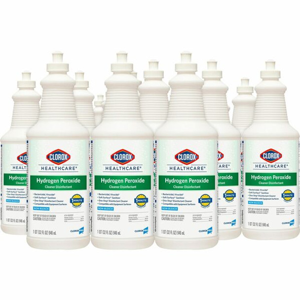 Clorox Healthcare Pull-Top Hydrogen Peroxide Cleaner Disinfectant - Ready-To-Use - 32 fl oz (1 quart) - 552 / Pallet - Clear