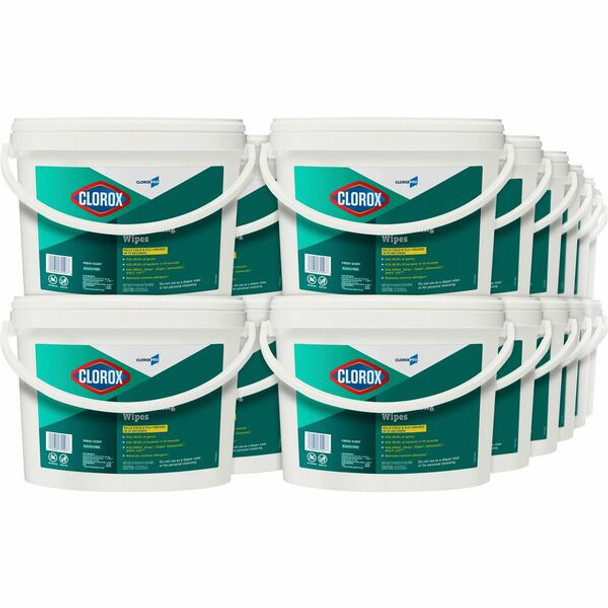 CloroxPro&trade; Disinfecting Wipes - Ready-To-Use - Fresh Scent - 700 / Bucket - 2 / Pallet - Pre-moistened - White