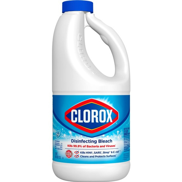 Clorox Disinfecting Bleach - Concentrate - 43 fl oz (1.3 quart) - Regular Scent - 1 Each - Clear