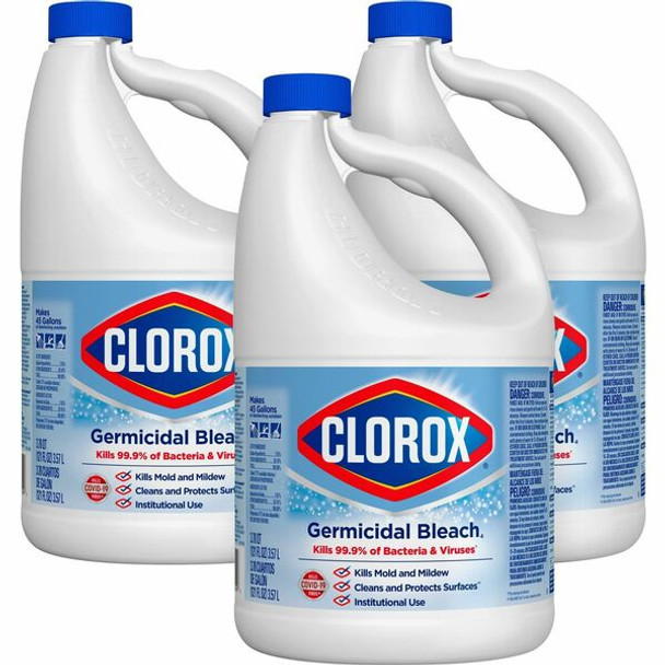 Clorox Germicidal Bleach - Concentrate - 121 fl oz (3.8 quart) - Regular Scent - 3 / Carton - White