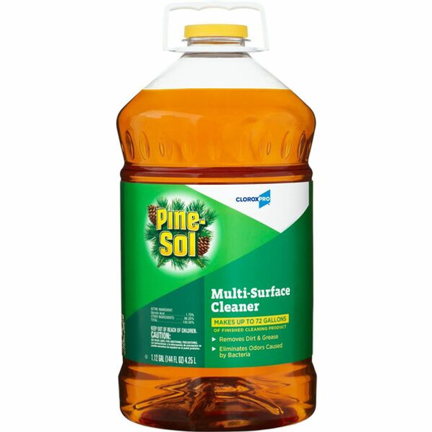 CloroxPro&trade; Pine-Sol Multi-Surface Cleaner - 144 fl oz (4.5 quart) - Pine Scent - 63 / Bundle - Clear