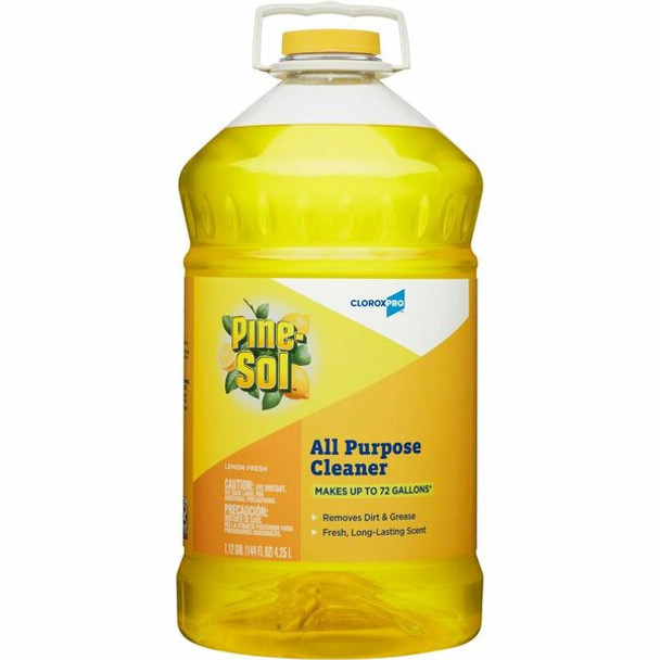 CloroxPro&trade; Pine-Sol All-Purpose Cleaner - For Hard Surface, Plastic Surface - Concentrate - 144 fl oz (4.5 quart) - Lemon Fresh Scent - 1 Each - Pleasant Scent - Yellow
