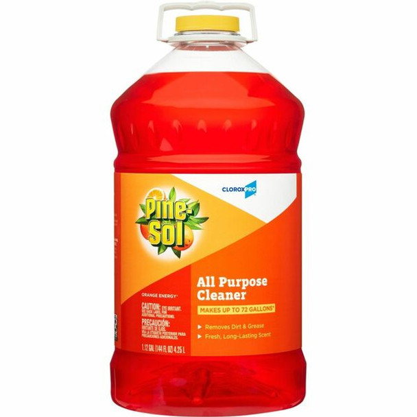 CloroxPro&trade; Pine-Sol All Purpose Cleaner - Concentrate - 144 fl oz (4.5 quart) - Orange Energy Scent - 1 Each - Pleasant Scent - Orange