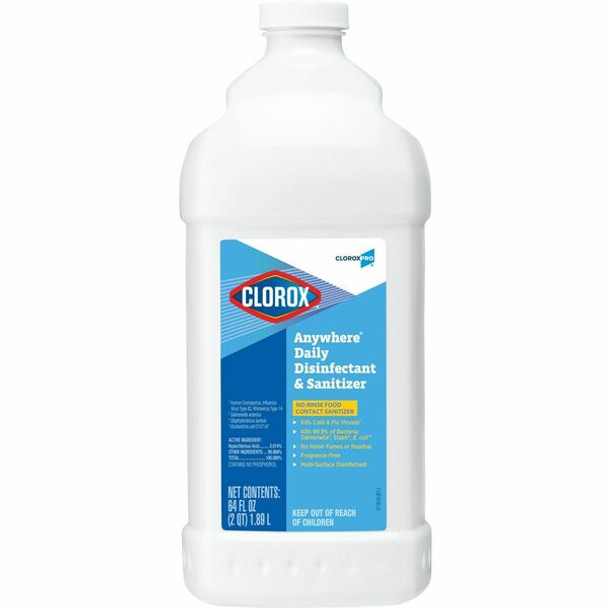 CloroxPro&trade; Anywhere Daily Disinfectant & Sanitizer - 64 fl oz (2 quart)Bottle - 1 Each - White
