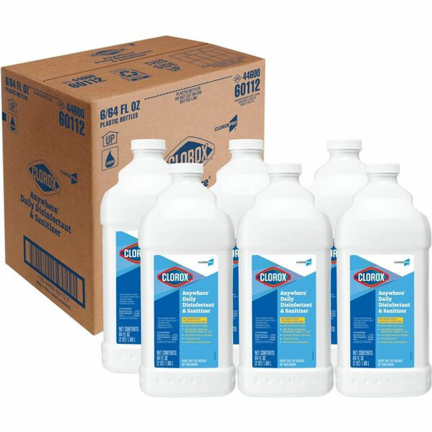 CloroxPro&trade; Anywhere Daily Disinfectant & Sanitizer - 64 fl oz (2 quart)Bottle - 6 / Carton - White