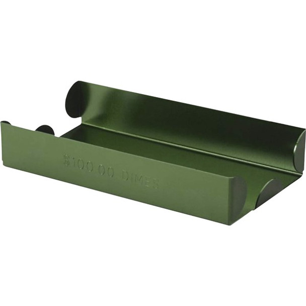 ControlTek Metal Coin Tray, Dimes - 1 x Coin Tray - Green - Anodized Metal