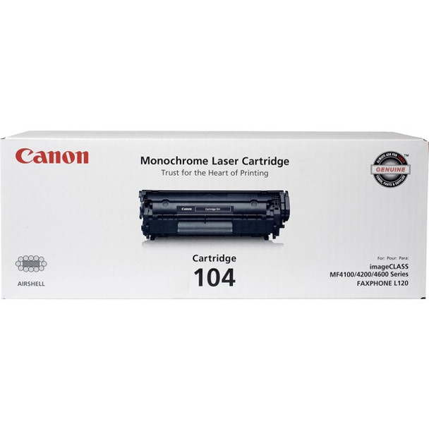 Canon Cartridge 104 Original Toner Cartridge - Laser - 2000 Pages - Black - 1 Each