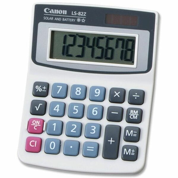 Canon LS82Z Handheld Calculator - Big Display, Large Plastic Keytop - 8 Digits - LCD - Battery/Solar Powered - 0.3" x 3.5" x 4.4" - 1 Each