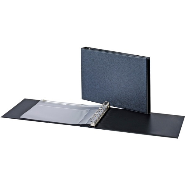 Cardinal 7 Ring Standard Business Check Binder - 1" Binder Capacity - D-Ring Fastener(s) - Board - Black - Recycled - Textured, Eco-friendly, Zipper Closure, Pen Holder - 1 Each
