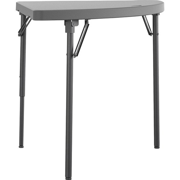 Dorel Zown Classic 24" Corner Blow Mold Fold Table - For - Table TopHalf Moon Top - 3 Legs x 29.50" Table Top Width x 29.20" Table Top Depth - 29.50" Height - Gray - High-density Polyethylene (HDPE), Resin - 2 / Carton