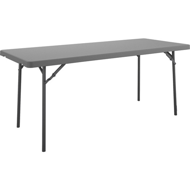 Cosco Zown Corner Blow Mold Large Folding Table - 4 Legs - 4" Table Top Length x 60" Table Top Width - 29.25" Height - Gray - High-density Polyethylene (HDPE), Resin - 1 Each