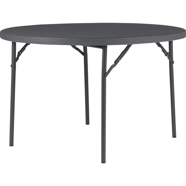 Dorel Zown Commercial Round Blow Mold Fold Table - For - Table TopRound Top - 4 Legs x 48" Table Top Diameter - 29.30" Height - Gray - High-density Polyethylene (HDPE), Resin - 1 Each