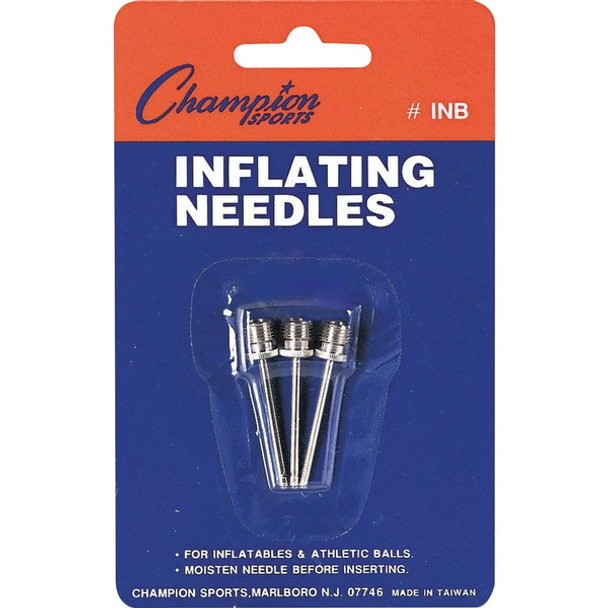 Champion Sports Inflating Needles Retail Pack - for Inflator - Nickel Plated - Silver