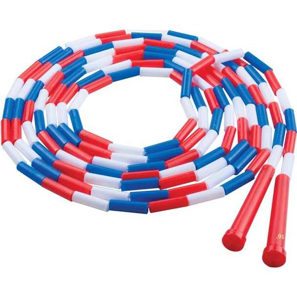 Champion Sports Plastic Segmented Jump Rope - 16 ft Length - White, Red, Blue - Plastic