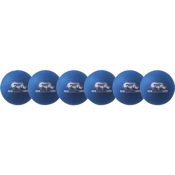 Champion Sports Rhino Skin Low Bounce Dodgeball Set - 6.30" - Low Density Foam - Neon Blue - 6 / Set