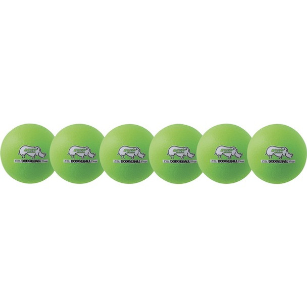 Champion Sports Rhino Skin Low Bounce Dodgeball Set - 6.30" - Low Density Foam - Neon Green - 6 / Set