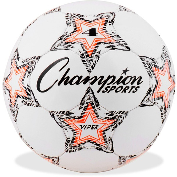 Champion Sports Viper Soccer Ball Size 4 - 8.25" - Size 4 - Thermoplastic Polyurethane (TPU) - Red, Black, White - 1  Each