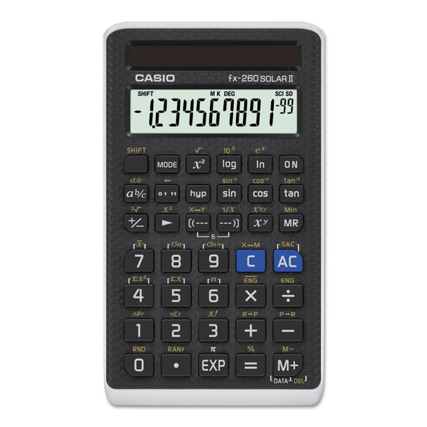 FX-260 Solar II All-Purpose Scientific Calculator, 10-Digit LCD, Black