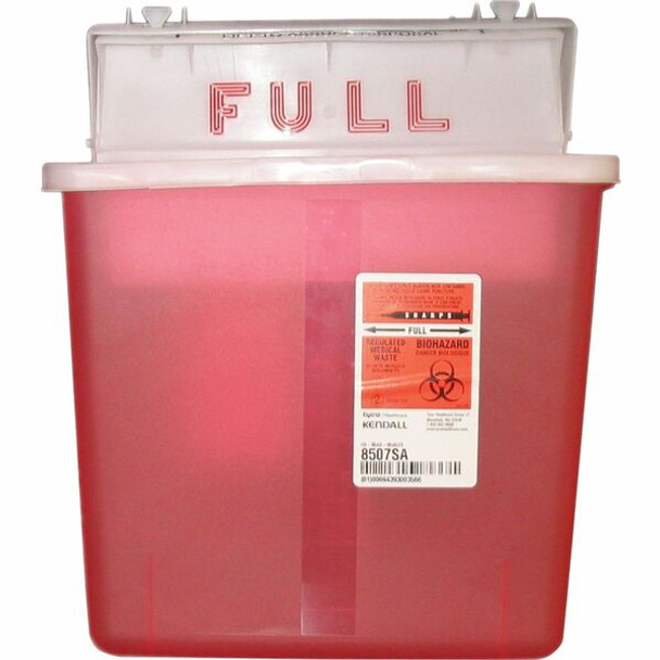 Covidien Sharpstar 5 Quart Sharps Container with Lid - 1.25 gal Capacity - Rectangular - 11" Height x 10.8" Width x 4.8" Depth - Red - 1 Each