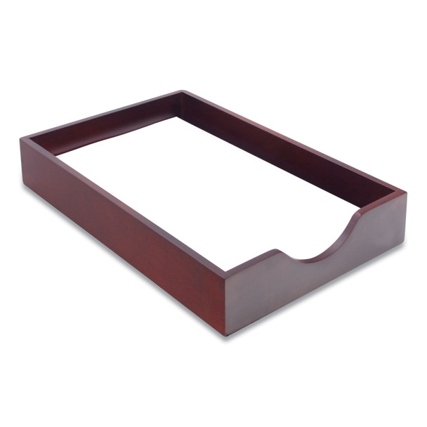 Hardwood Stackable Desk Trays, 1 Section, Legal Size Files, 10.25" x 15.25" x 2.5", Mahogany