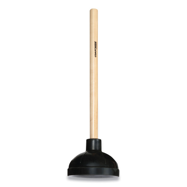 Toilet Plunger, 20" Wood Handle, Black