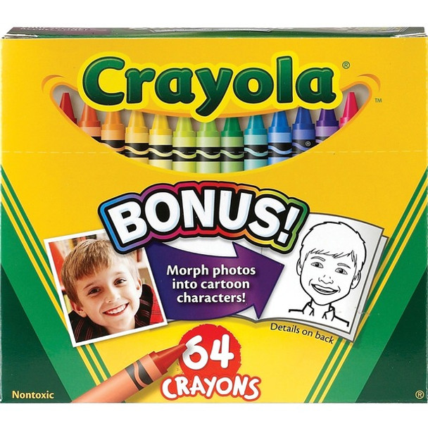 Crayola Regular Size Crayon Sets - 3.6" Length - 0.3" Diameter - Assorted - 64 / Box