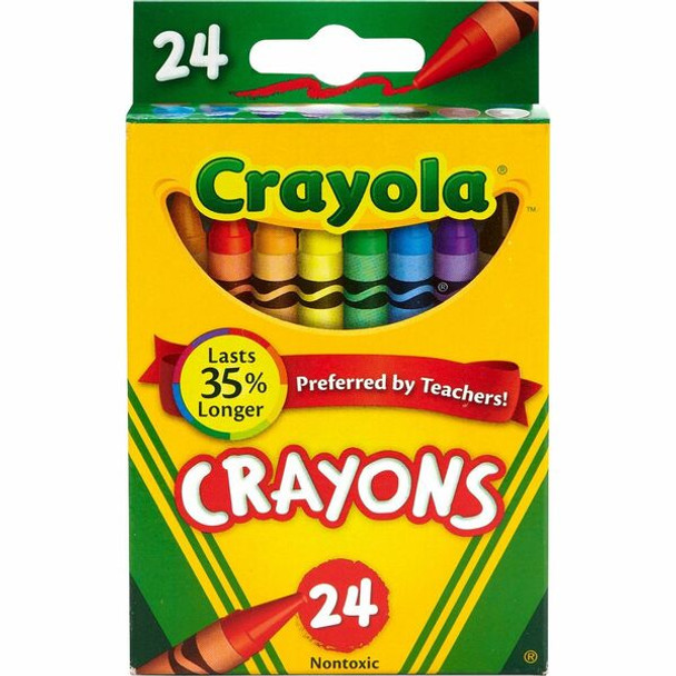 Crayola Regular-Size Crayons - 3.6" Length - 0.3" Diameter - Assorted - 24 / Box