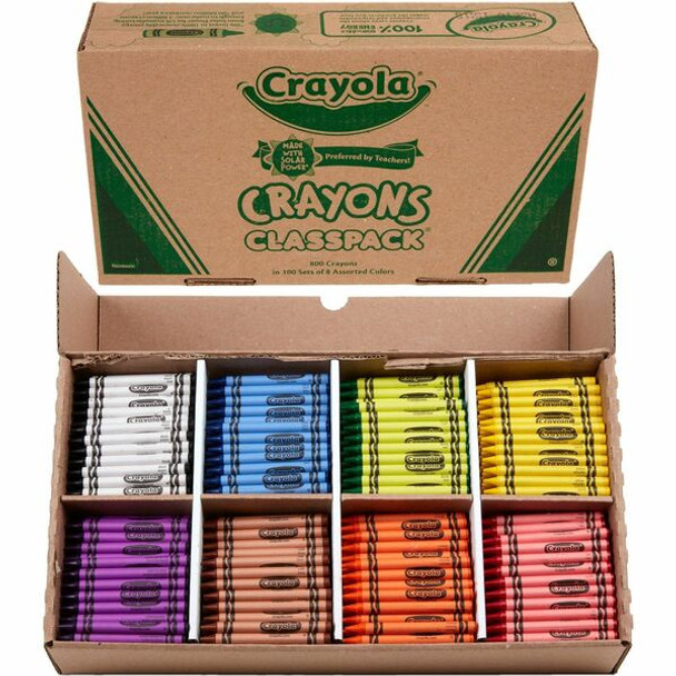 Crayola 8-Color Crayon Classpack - Red, Blue, Yellow, Orange, Green, Purple, Brown, Black, Violet - 800 / Box